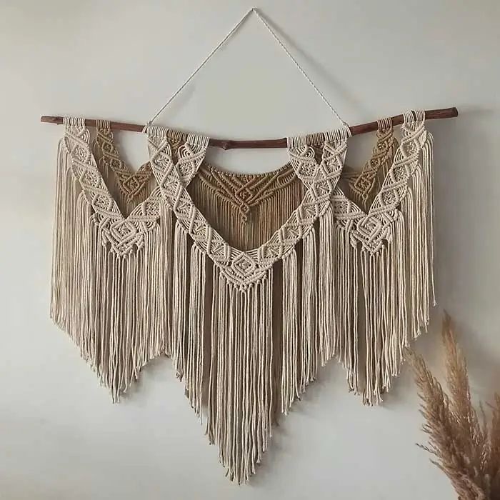 دیوارکوب مکرومه طرح بوهو رنگشیری نسکافه ای رنگ قابل تغییر کد سفارش۱۴۳