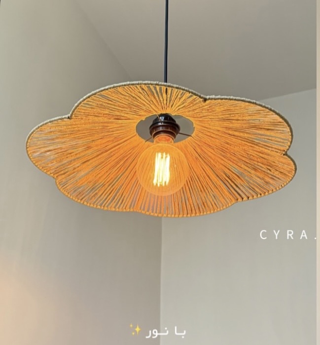 لوستر مکرومه  و رافیا طرح گل رنگ دلخواه ابعاد دلخواه شمارنگ دلخواه شما کد سفارش ۱۶5