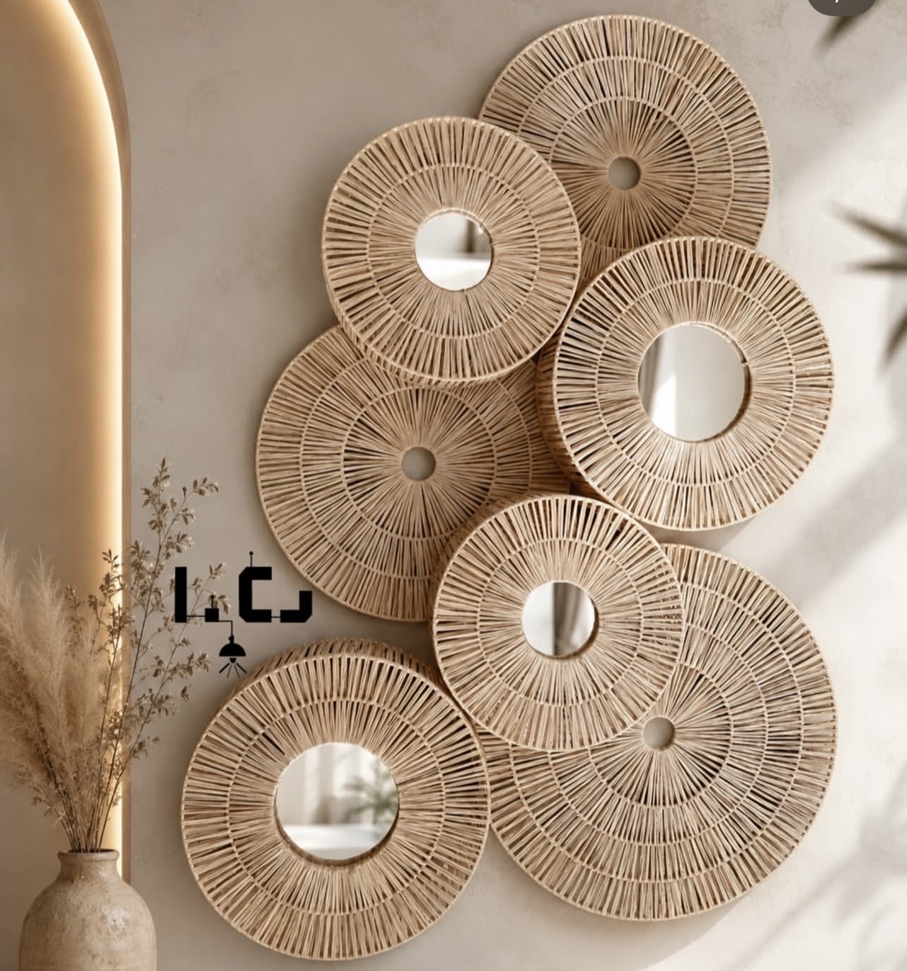 دیوارکوب رافیا طرح داره رنگ نسکافه ای کد۱۹۴دلخواه شما در رنگ و ابعاد دلخواه شما