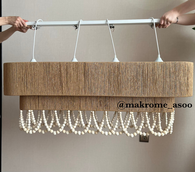 لوستر مکرومه و رافیا ترکیبی سه طبقه و بالا کانتری ابعاد دلخواه شما دلخواه شما کد محصول۱۱۹0