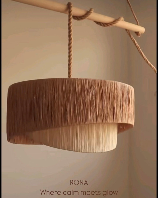 لوستر مکرومه و اباژور طرح استوانه دوبل اریب رنگنسکافه ای ابعاد دلخواه شما دلخواه شما کد محصول ۱۱۳۰۰
